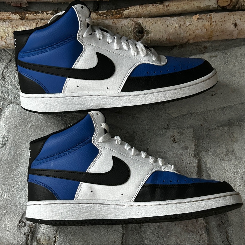 Nike Court Vision Mid Next Nature AF Shoes White/Game Royal/Black Size 8